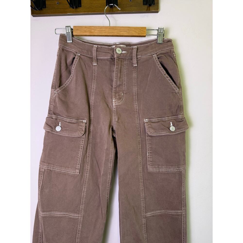 SO High Rise Cargo Wide Leg Pants Brown Size 29W - Picture 3 of 5